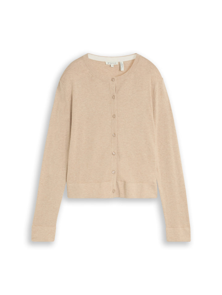 Knit Silk Blend Cardigan - Gravel Beige Melange