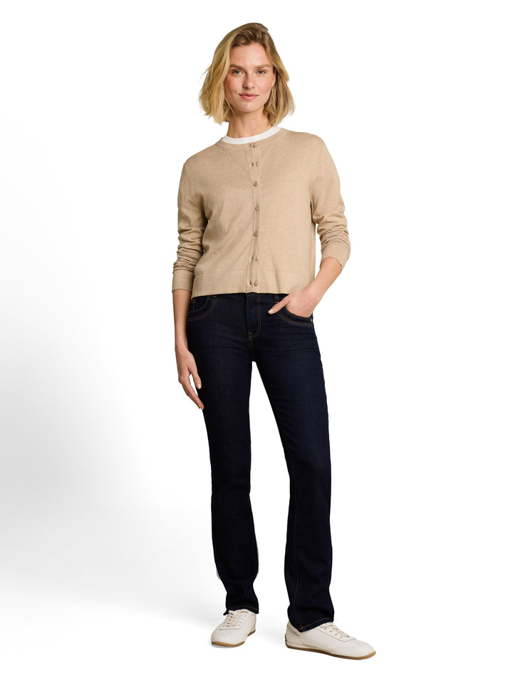 Knit Silk Blend Cardigan - Gravel Beige Melange