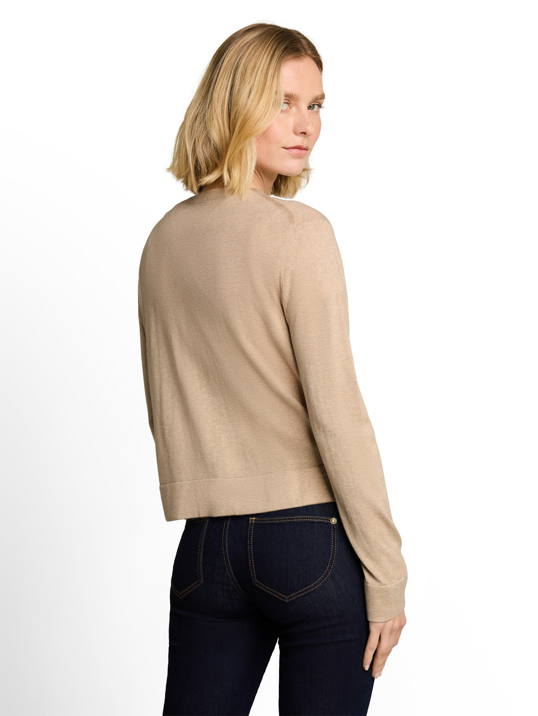 Knit Silk Blend Cardigan - Gravel Beige Melange
