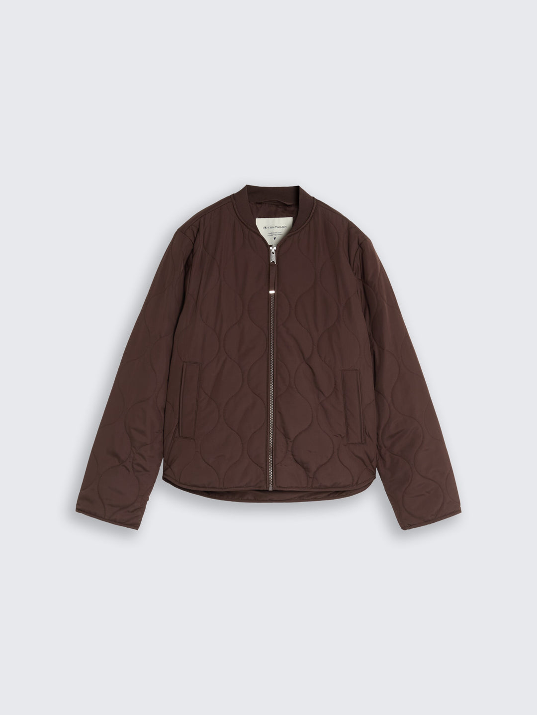 Quilted Bomber Collar Jacket - Java Dark Brown