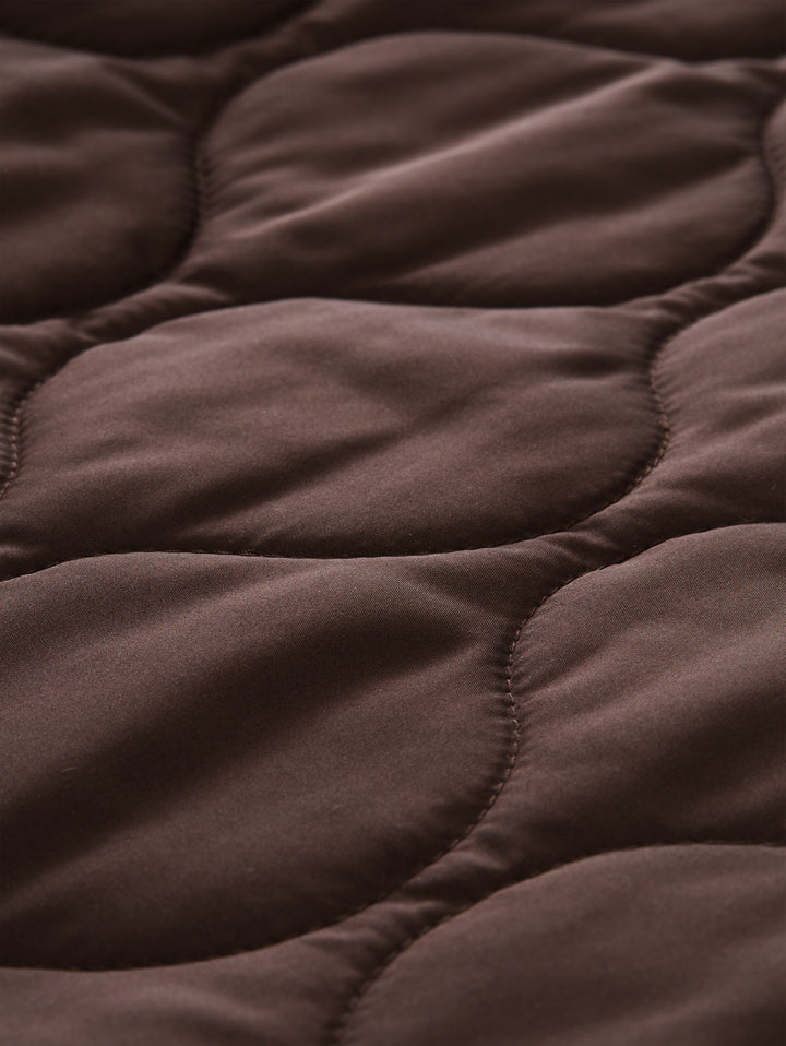 Quilted Bomber Collar Jacket - Java Dark Brown