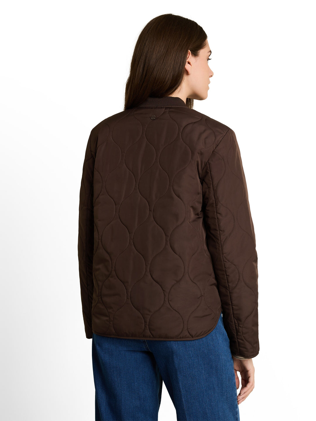 Quilted Bomber Collar Jacket - Java Dark Brown