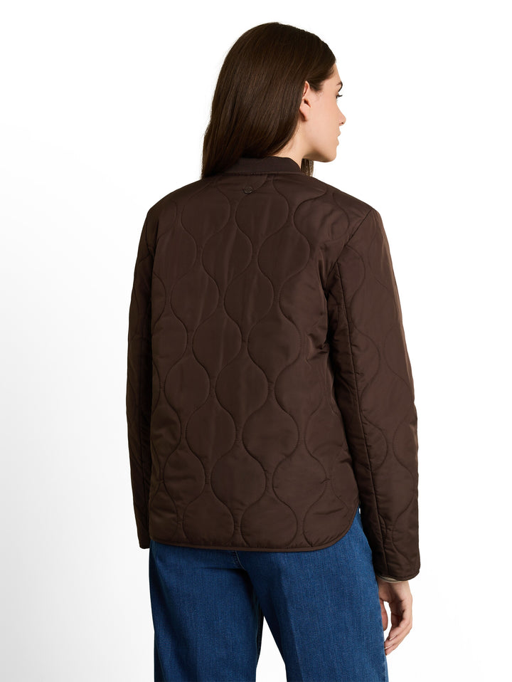 Quilted Bomber Collar Jacket - Java Dark Brown