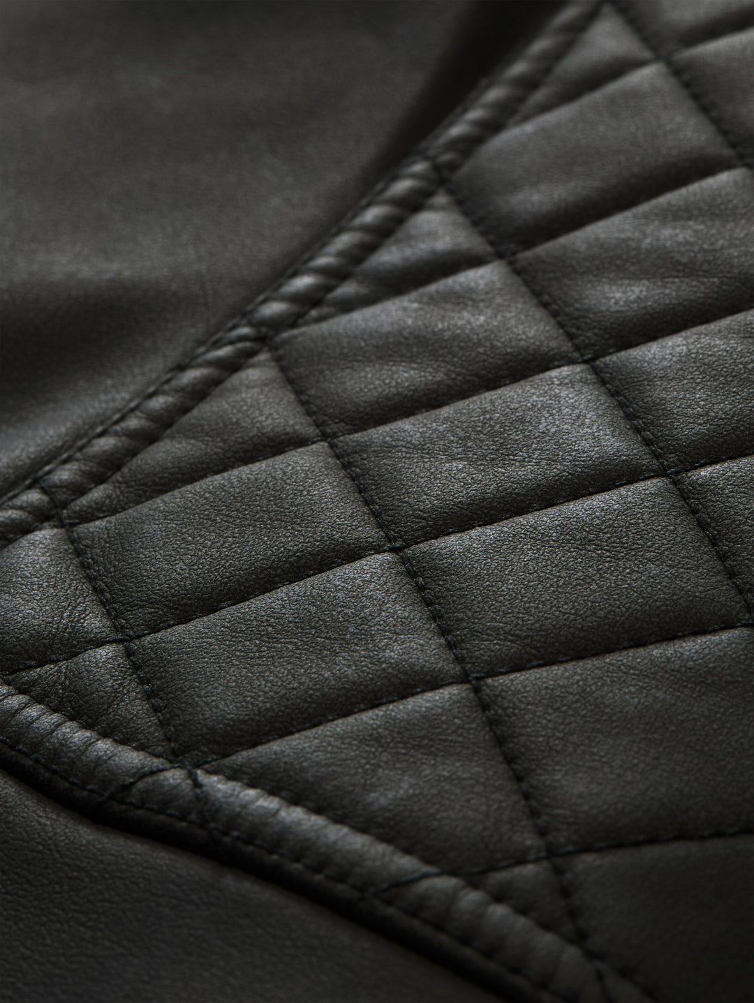 Faux Velour Touch Leather Jacket - Black