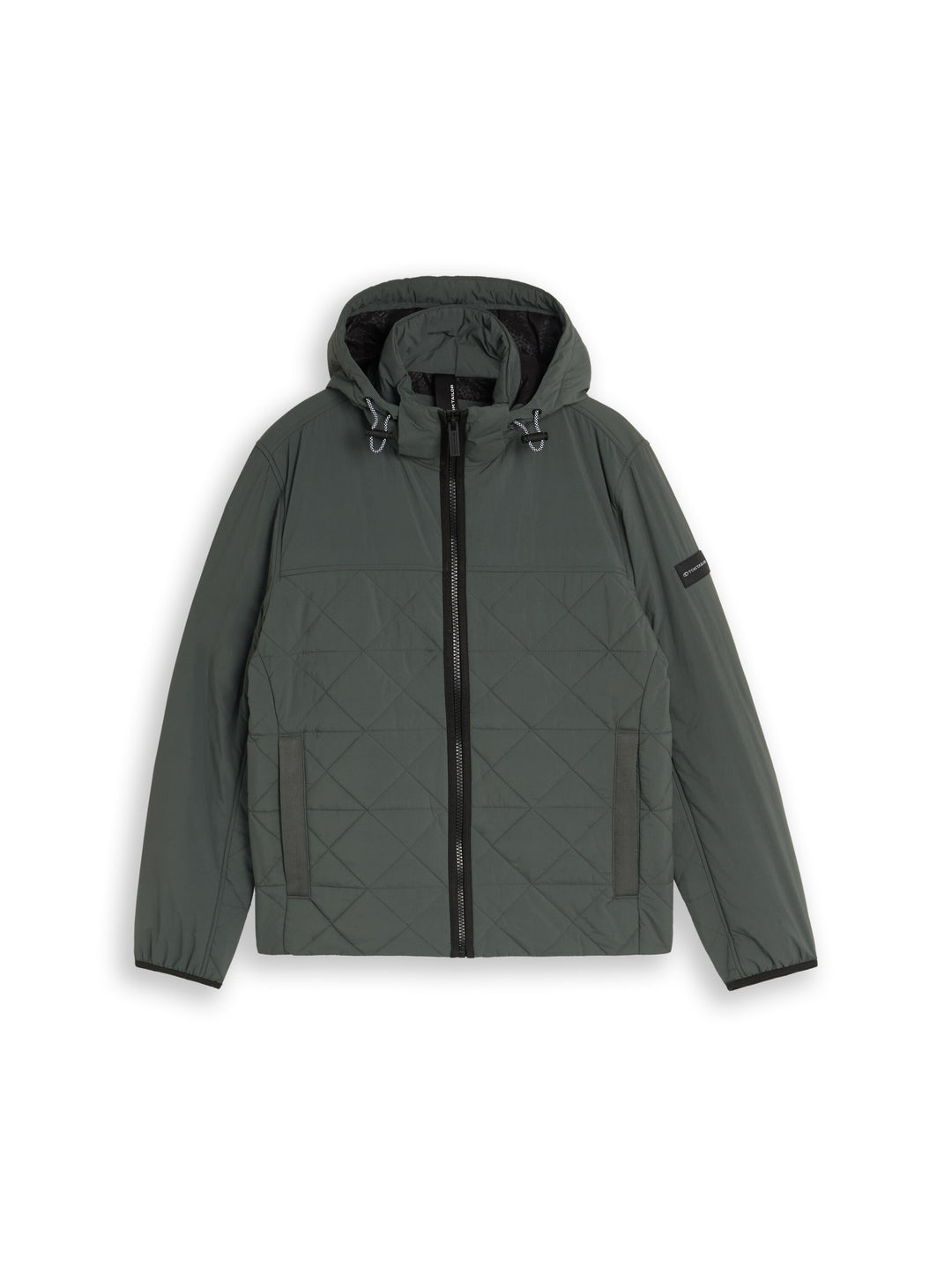 Hooded Quilting Mix Jacket - Darkest Olive