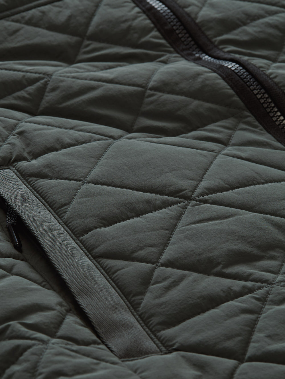 Hooded Quilting Mix Jacket - Darkest Olive