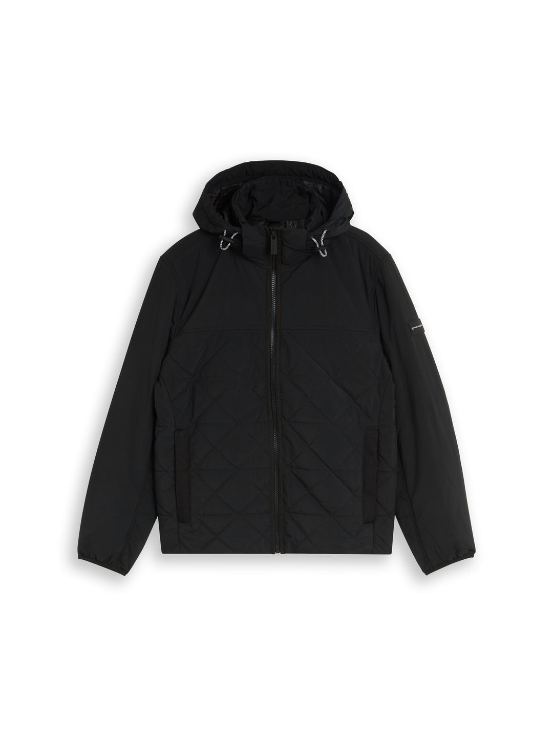 Hooded Quilting Mix Jacket - Black