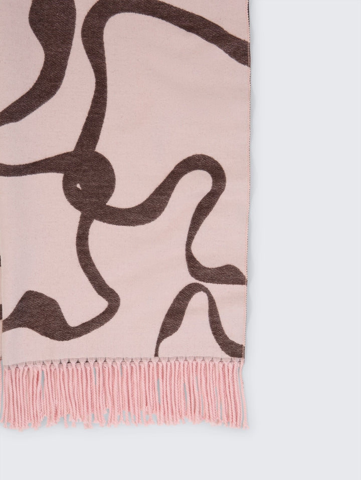Woven Scarf With Flowers - Big Abstract Flower