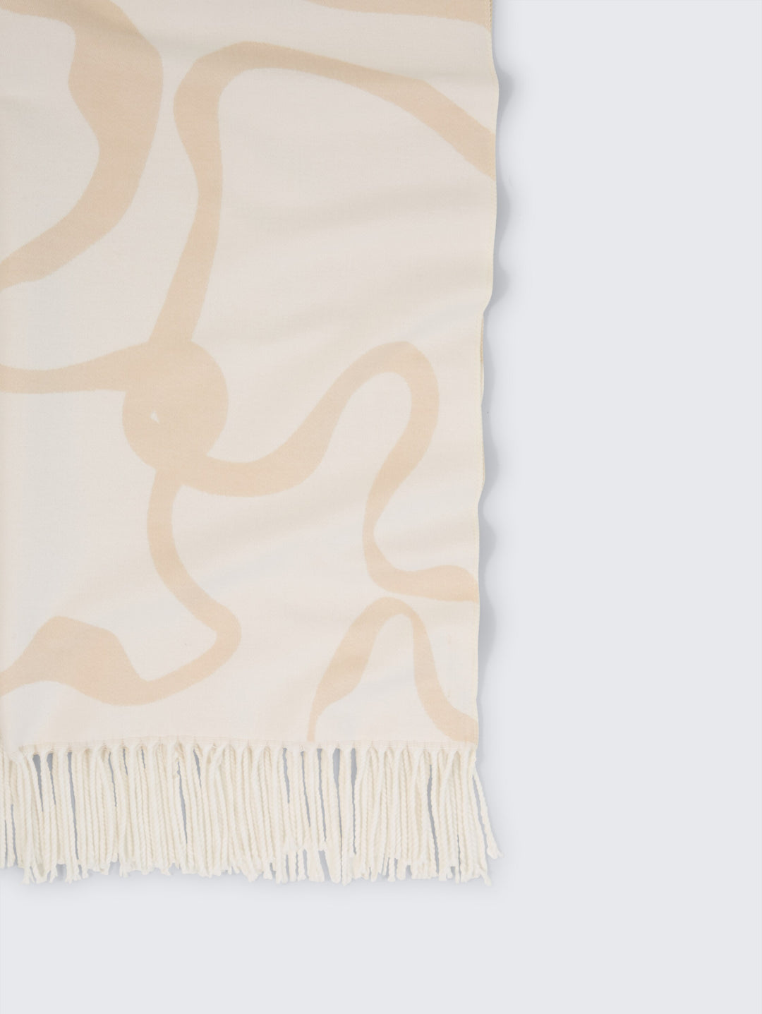 Woven Scarf With Flowers - Big Abstract Off White Flower