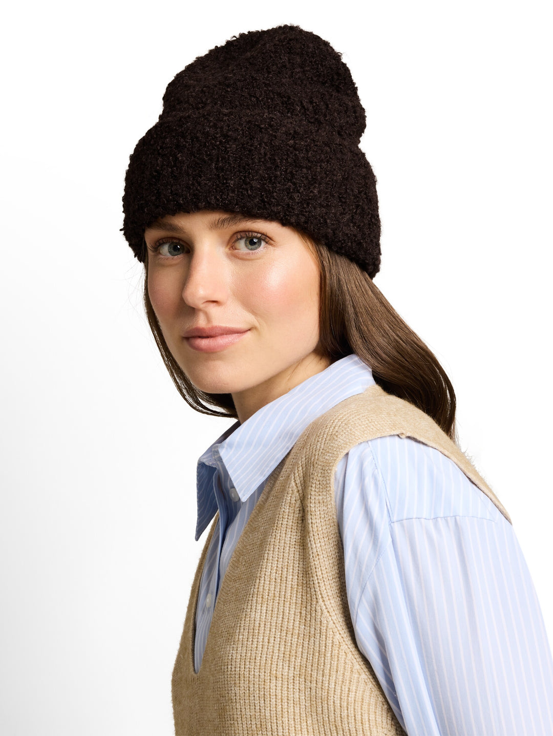 Bouclé Beanie - Java Dark Brown