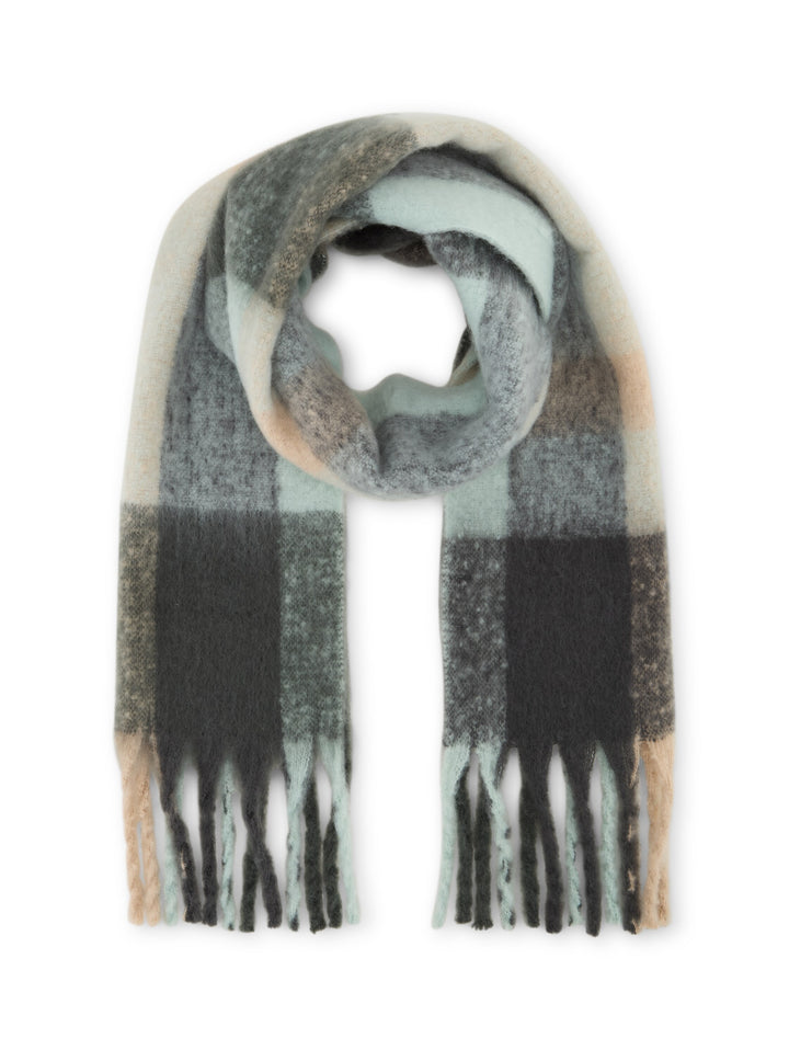 Cozy Brushed Scarf - Green Big Check