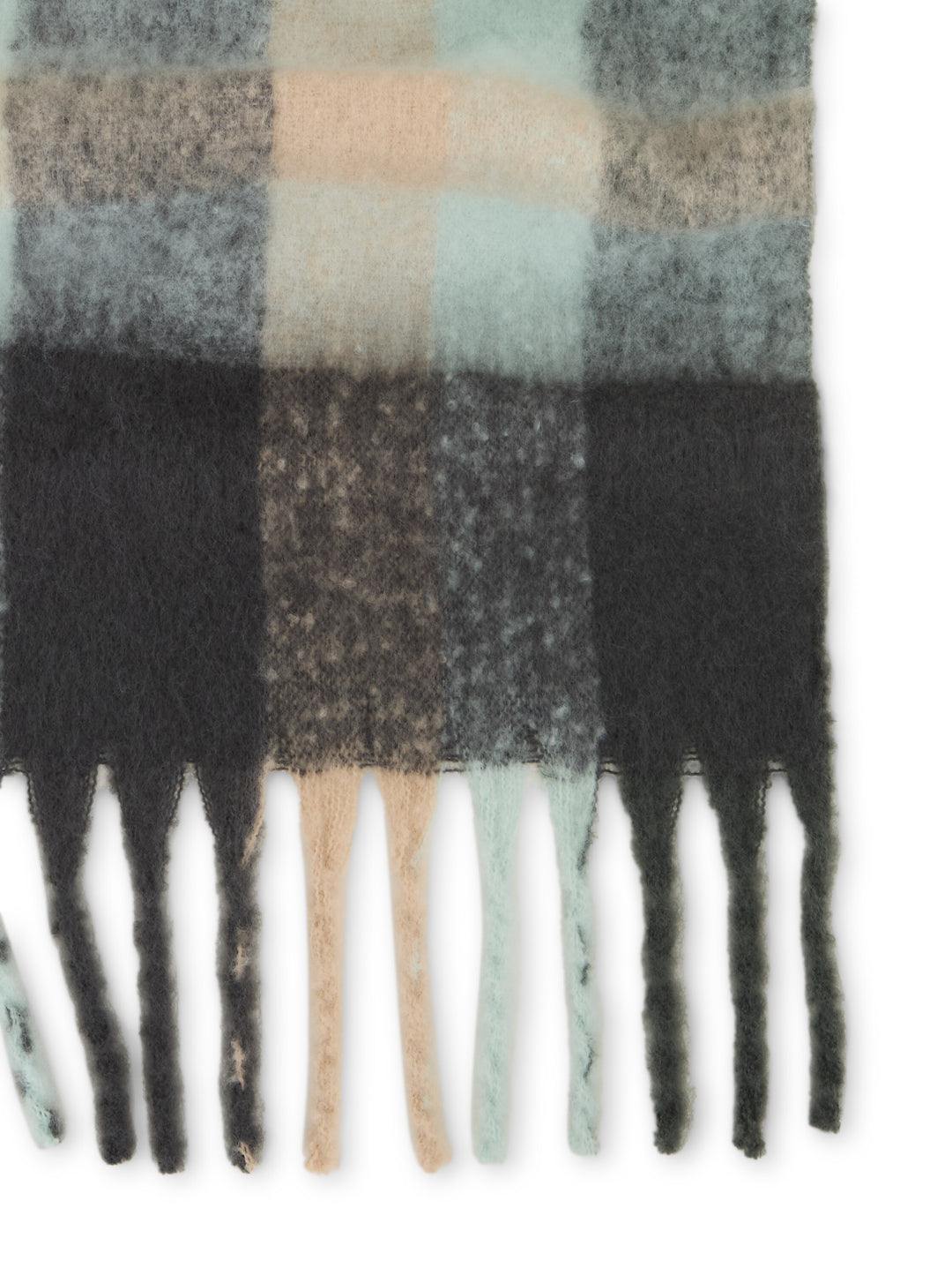 Cozy Brushed Scarf - Green Big Check