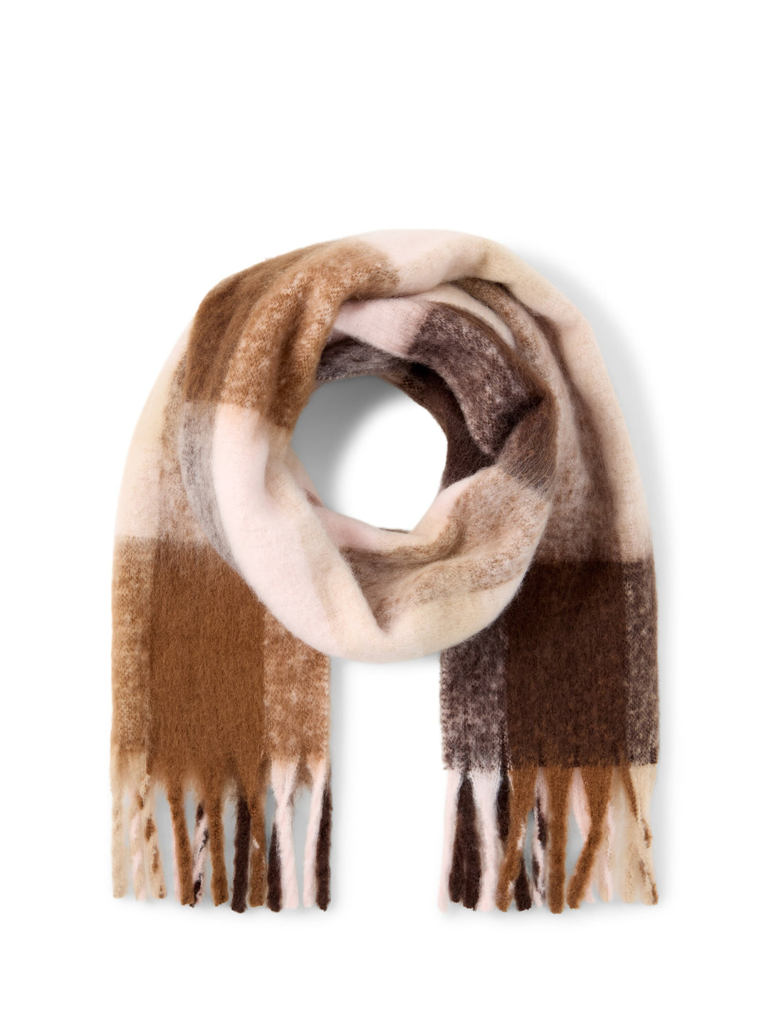 Cozy Brushed Scarf - Brown Big Check