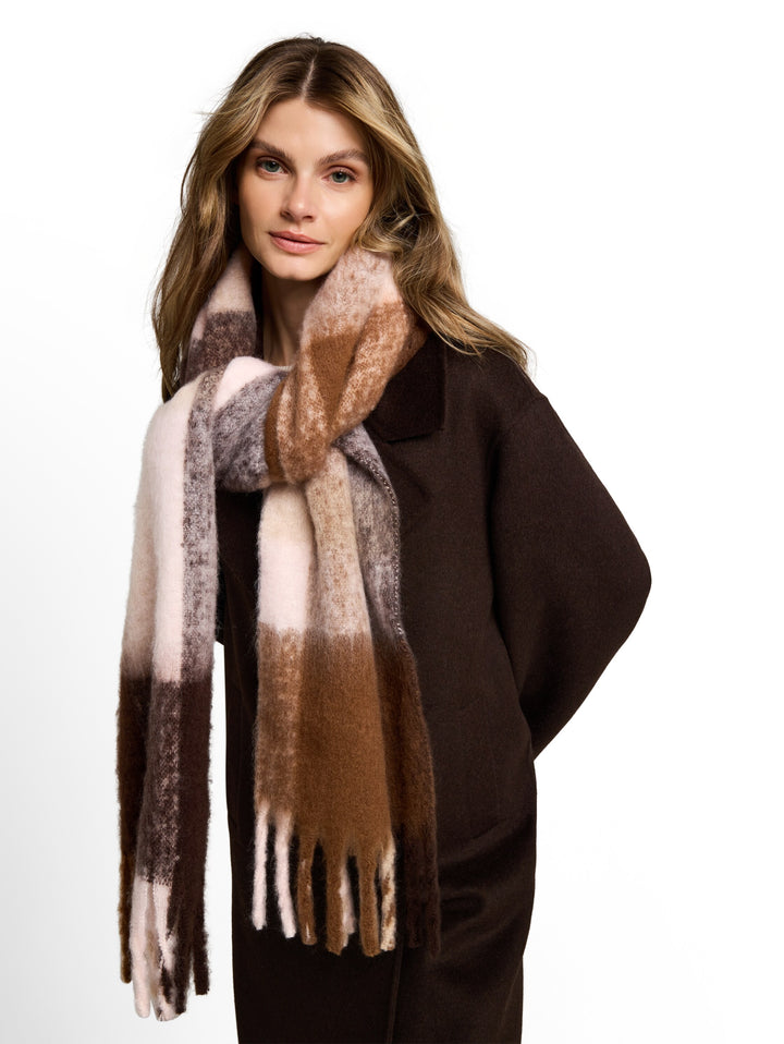 Cozy Brushed Scarf - Brown Big Check
