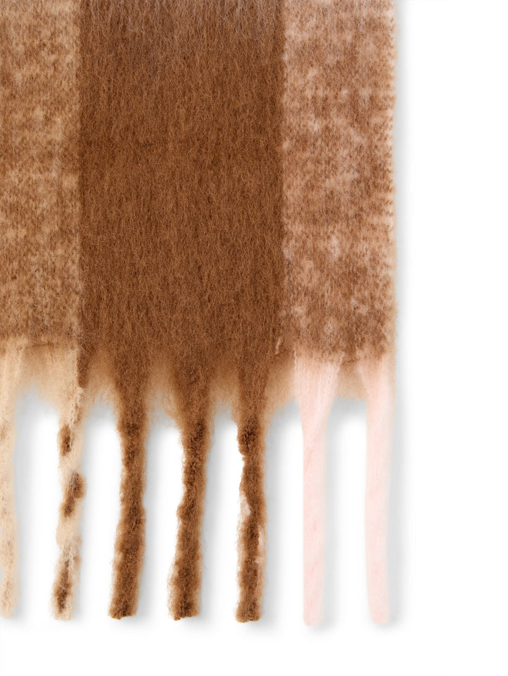 Cozy Brushed Scarf - Brown Big Check