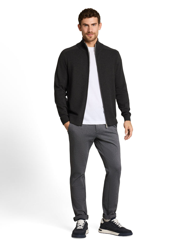 Basic Zip Jacket Knit - Black Grey Melange