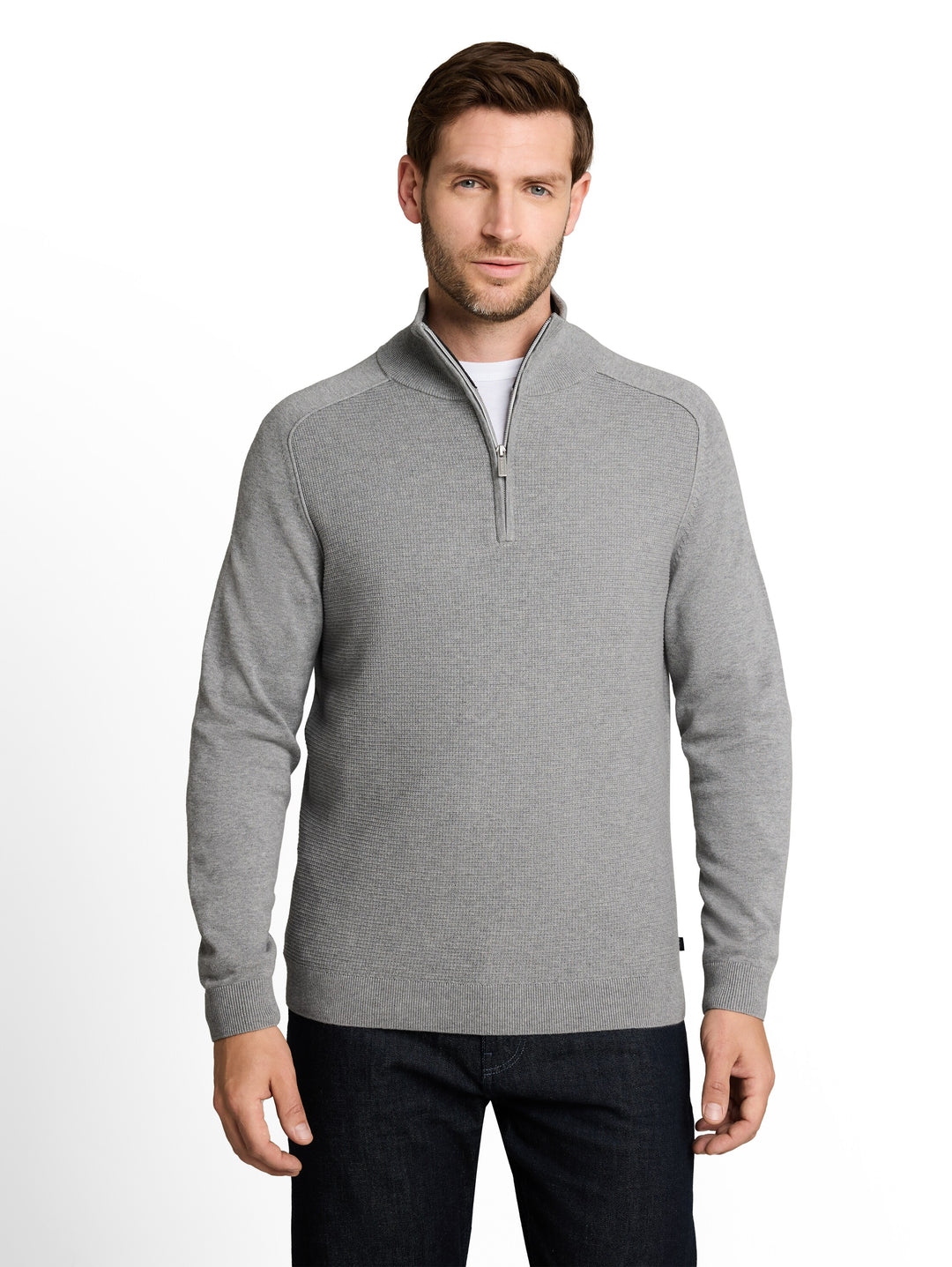 Basic Knit Troyer - Knit Grey Melange