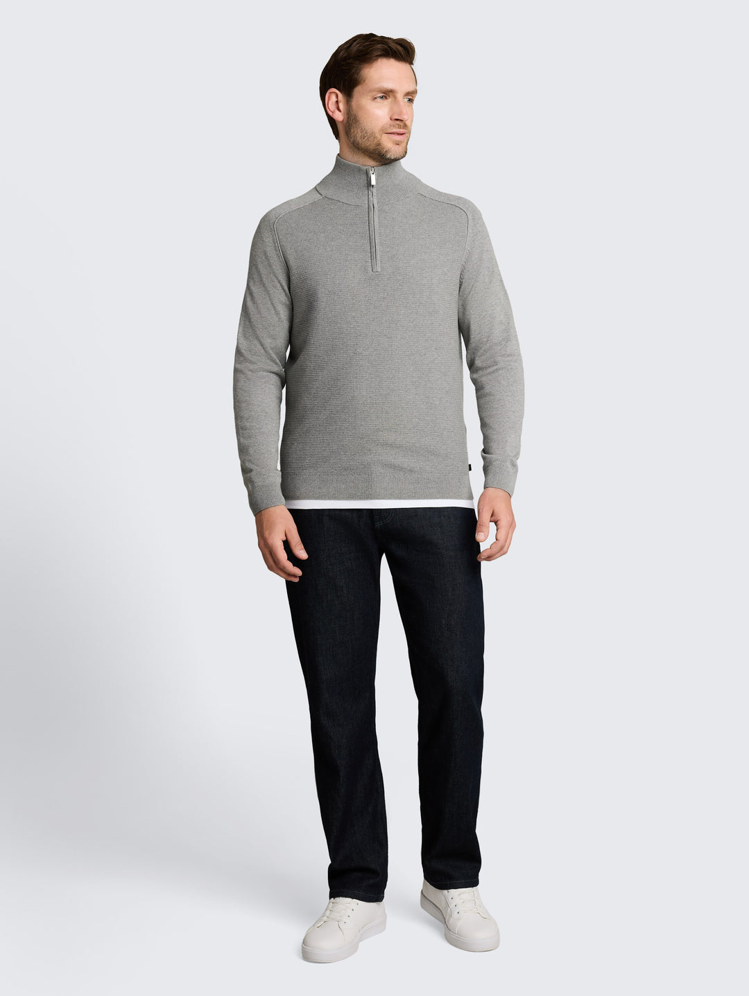 Basic Knit Troyer - Knit Grey Melange