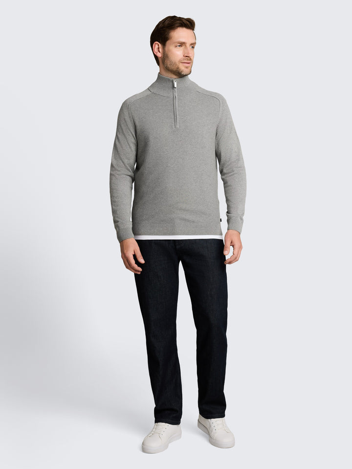 Basic Knit Troyer - Knit Grey Melange