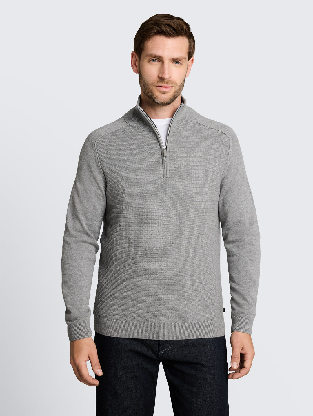 Basic Knit Troyer - Knit Grey Melange