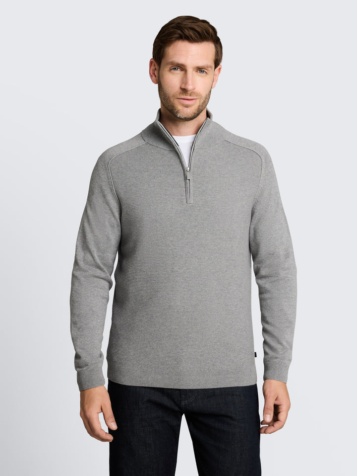 Basic Knit Troyer - Knit Grey Melange