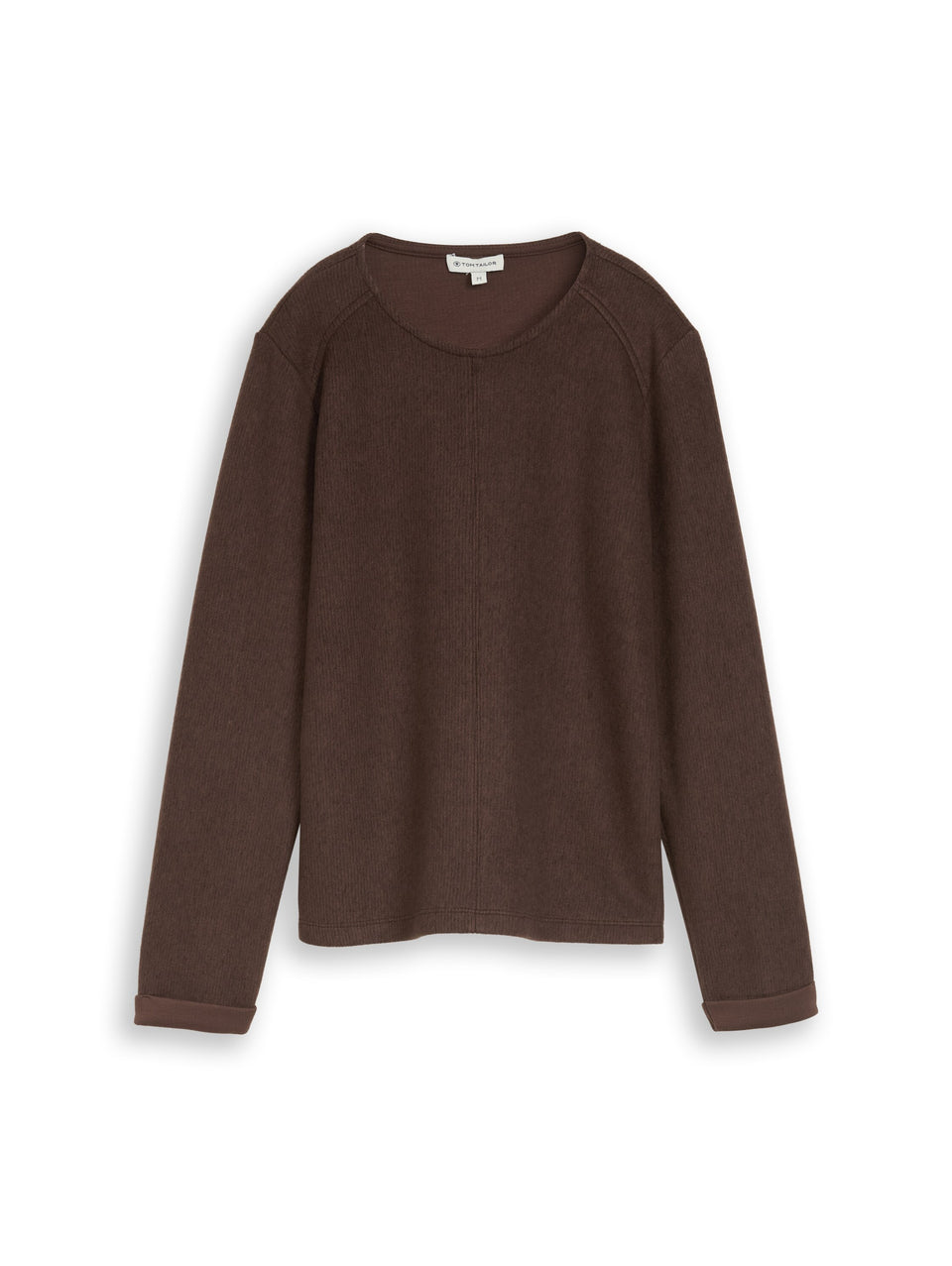 Sweatshirt Cosy Rib Crew Neck - Java Dark Brown Melange
