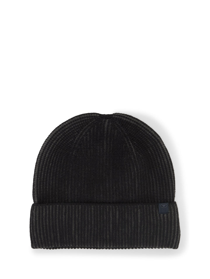 Two Tone Knitted Beanie - Black Grey Twotone
