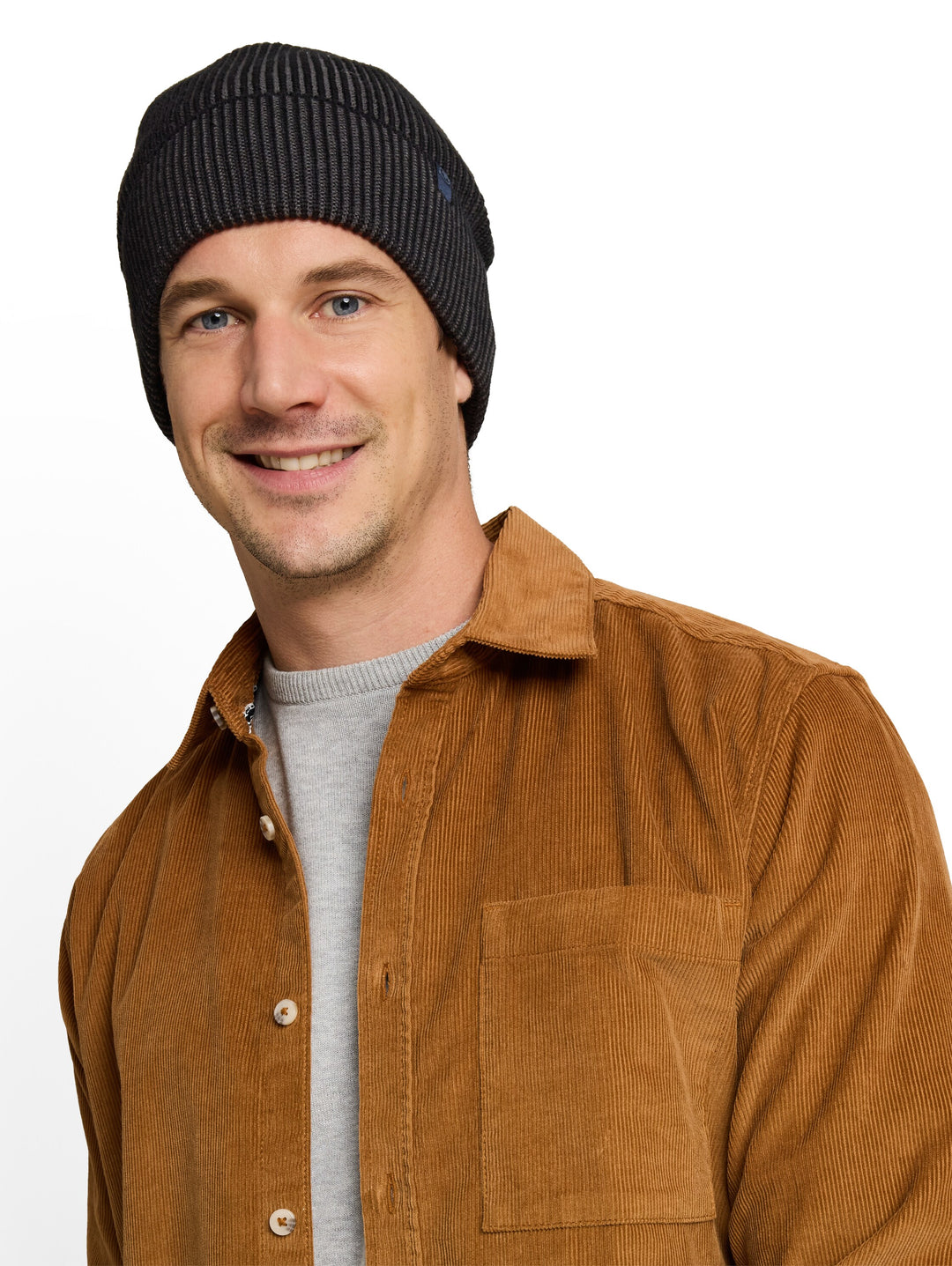 Two Tone Knitted Beanie - Black Grey Twotone