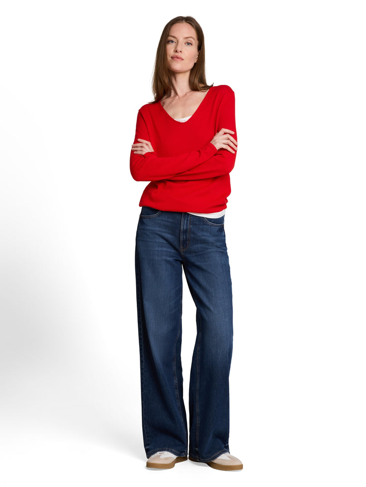 Sweater Basic V-Neck - Soft Scarlet Red