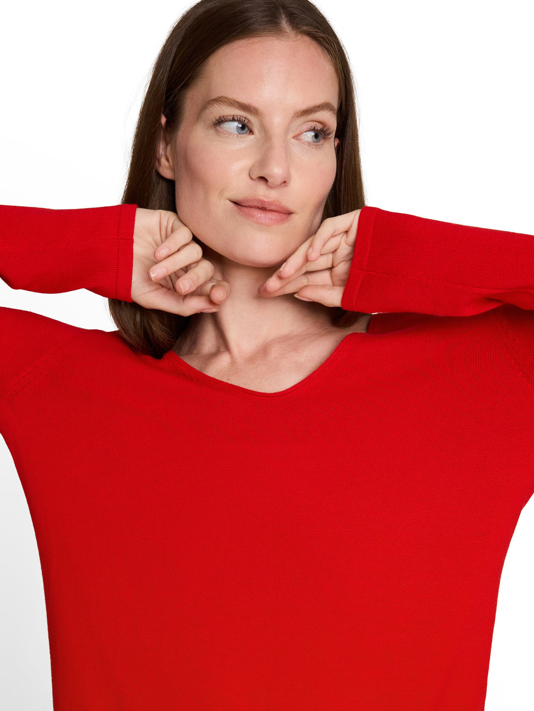 Sweater Basic V-Neck - Soft Scarlet Red