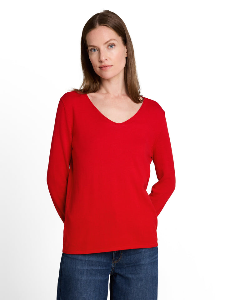 Sweater Basic V-Neck - Soft Scarlet Red