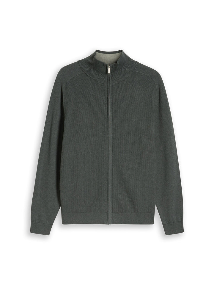 Basic Zip Jacket Knit - Darkest Olive Melange