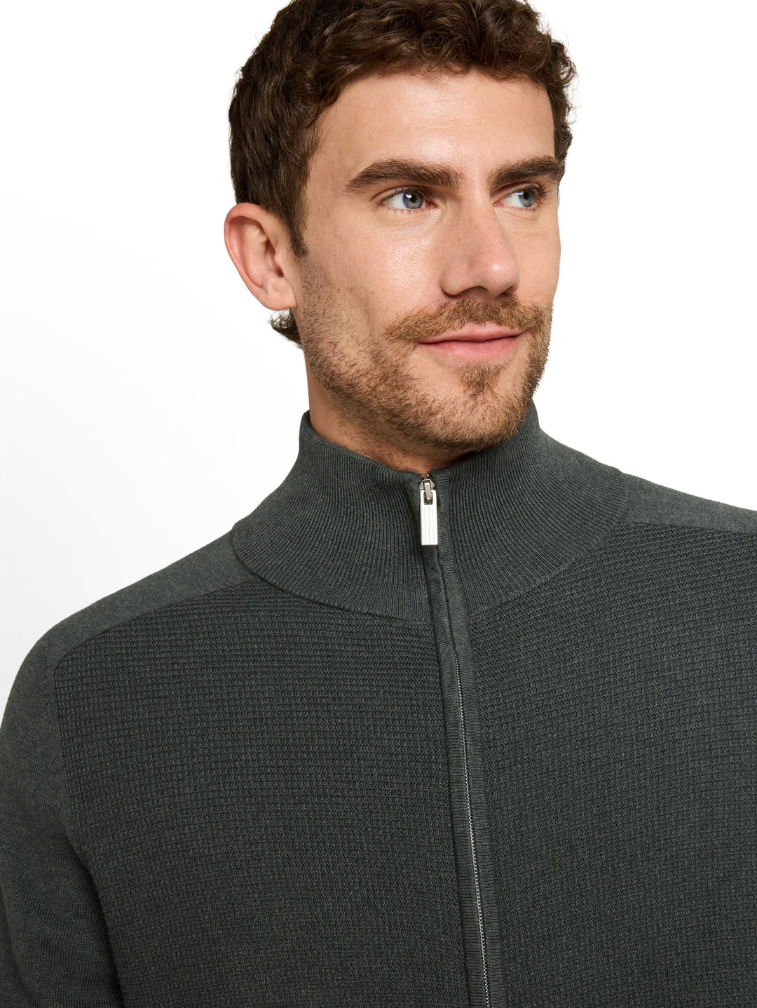Basic Zip Jacket Knit - Darkest Olive Melange