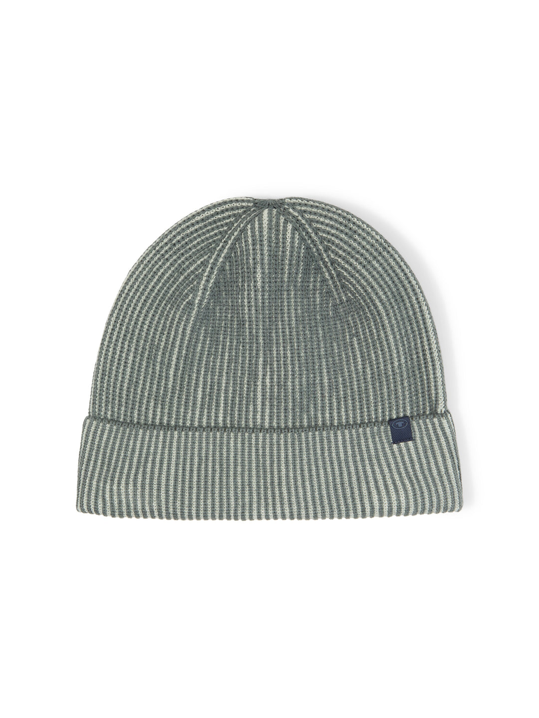 Two Tone Knitted Beanie - Olive Mint Green Stripe