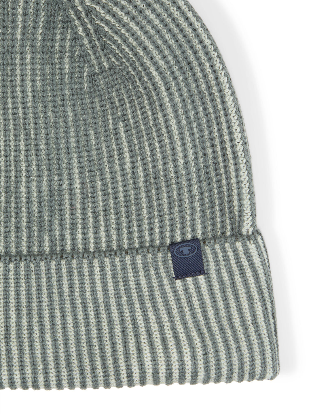 Two Tone Knitted Beanie - Olive Mint Green Stripe