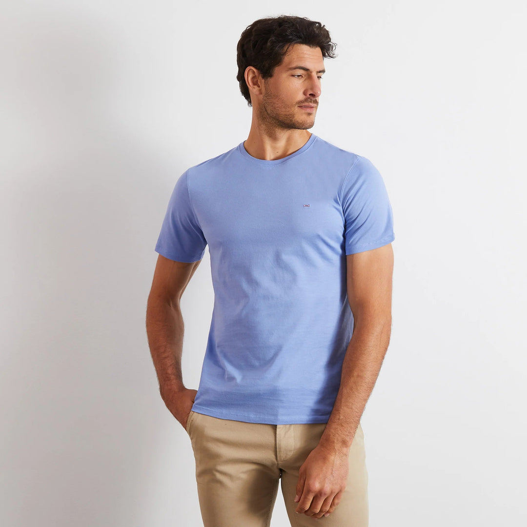 Crew Neck Light Blue Pima Cotton T-Shirt