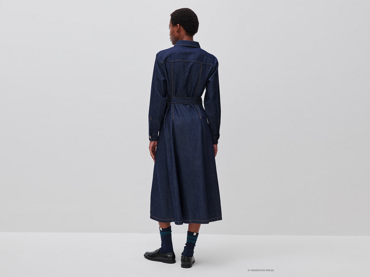 Dress With Belt - Blue