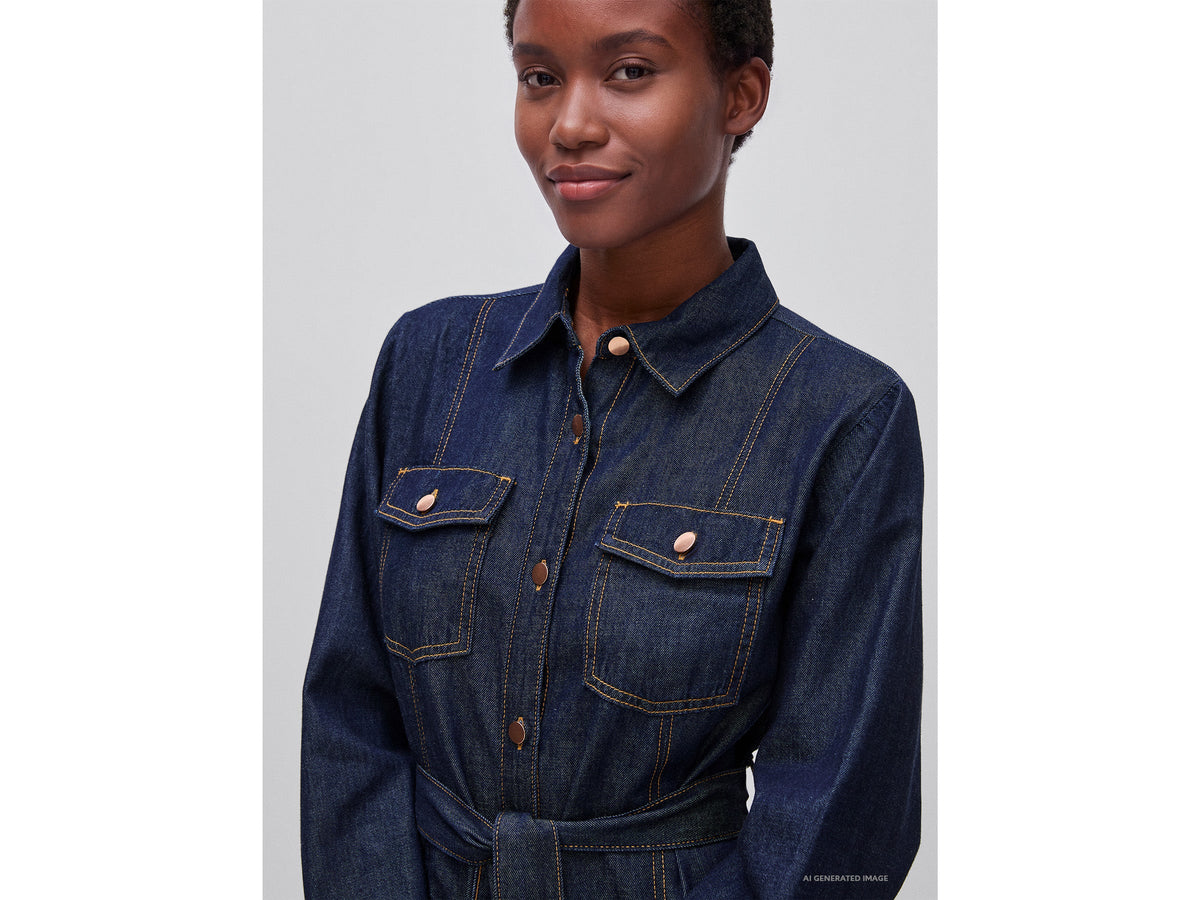 Dress With Belt - Blue