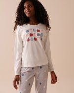 Apple Print Cotton Long Sleeve Shirt