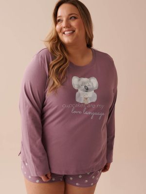 Cat Print Cotton Long Sleeve Shirt