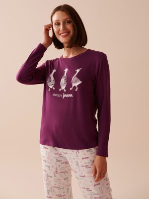 Goose Print Cozy Long Sleeve Shirt