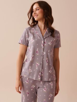 Goose Print Cozy Button-down Shirt