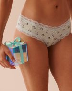 Cotton and Lace Trim Cheeky Panty
