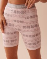 Fair Isle Print Super Soft Biker Style Pajama Shor