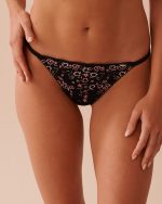 Adjustable Embroidered Mesh String Panty