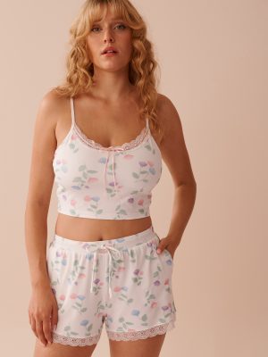 Tulip Print Super Soft Crop Cami