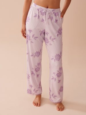 Lilac Rose Print Super Soft Pajama Pants