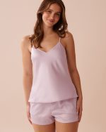 Lavender Garden Print Satin Cami