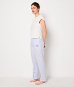 Embroidered cotton pajama pants