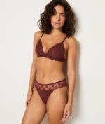 Embroidered tulle thong